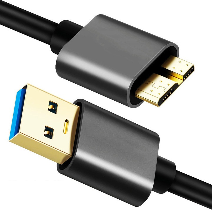 Кабел за твърд диск, USB 3.0/Micro-USB B, 1 м, черен - eMAG.bg