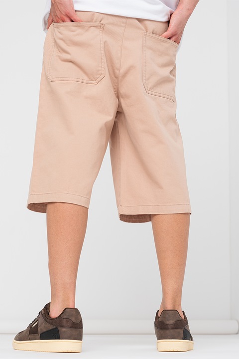 Denim Project, Farmer rövidnadrág középmagas derékrésszel, Homokbarna