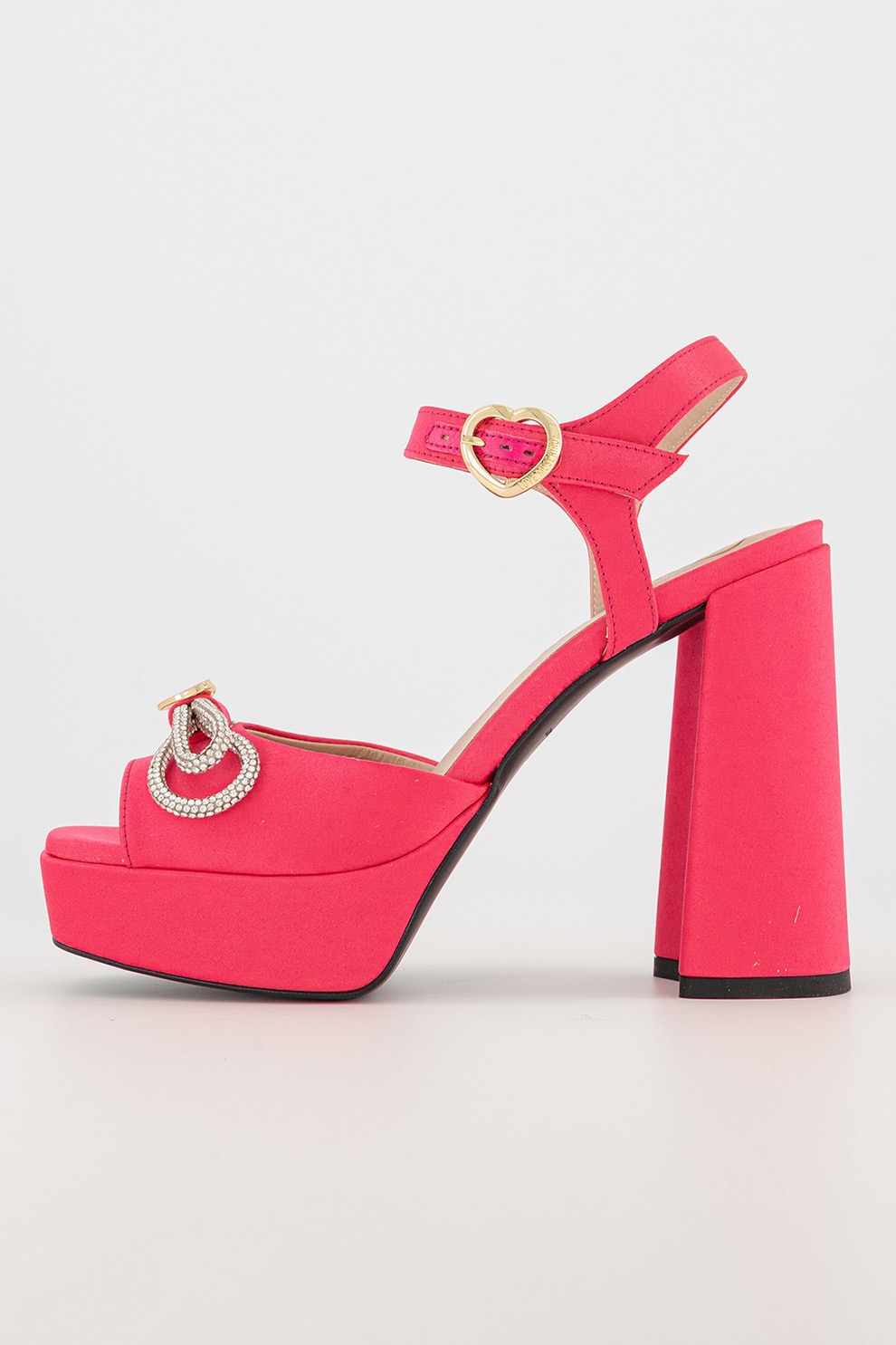 Love Moschino, Sandale de piele cu detaliu de lant, Fucsia, 35