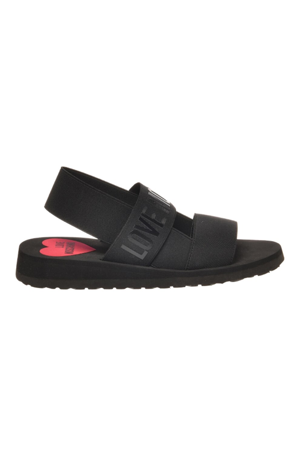 m♡ Love Moschino, Sandale slingback din material textil, Rosu, Negru