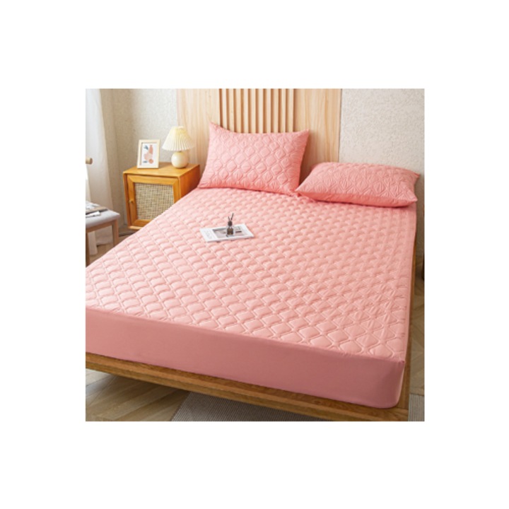 Husa de saltea din bumbac, impermeabila, At Performance, roz, 160x200cm