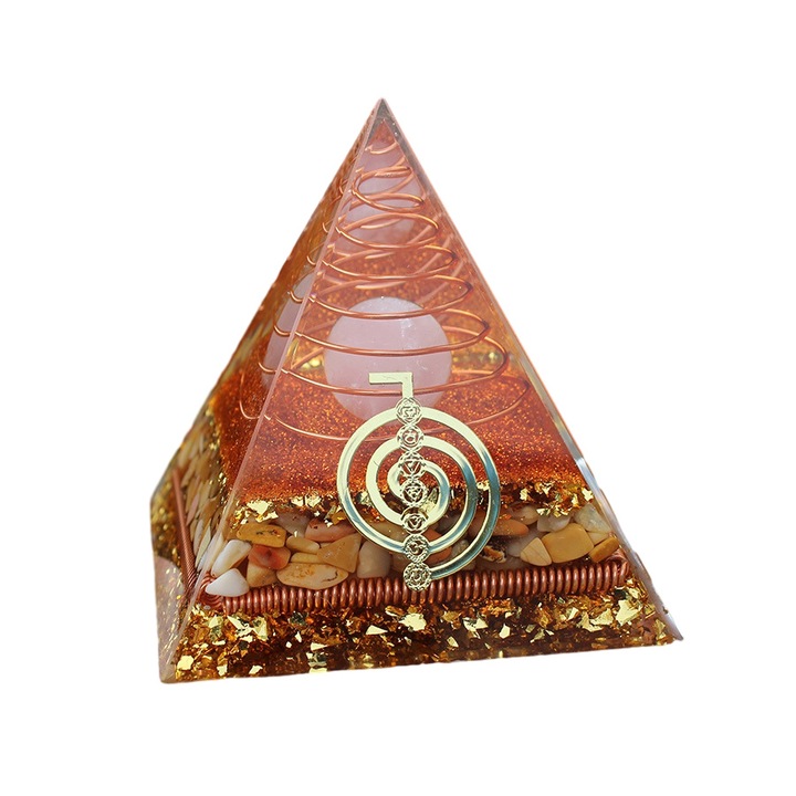 Оргонична пирамида с кристал, sundiguer, 8,5 см за положителна енергия, духовен баланс и защита от електромагнитни излъчвания