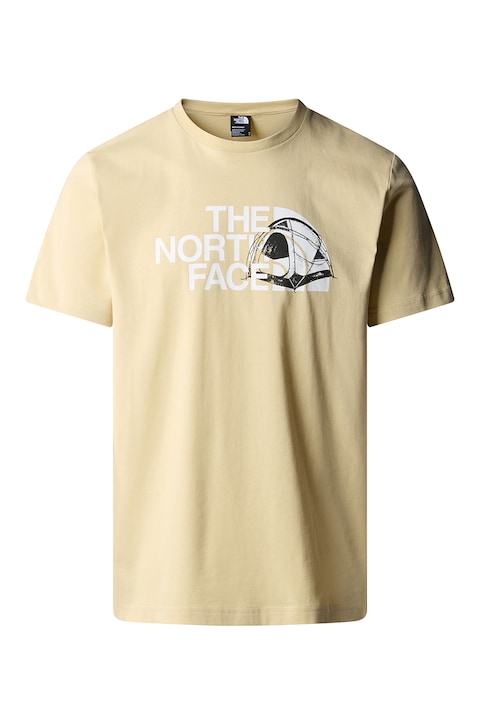 The North Face, Тениска с овално деколте и лого, Бял/Бежов