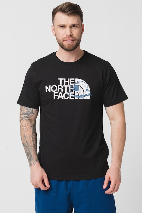 The North Face, Тениска с овално деколте и лого, Черен