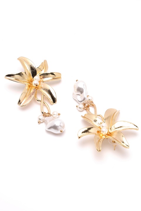 AVANT-GARDE PARIS, Cercei placati cu aur de 18K, Auriu, Alb