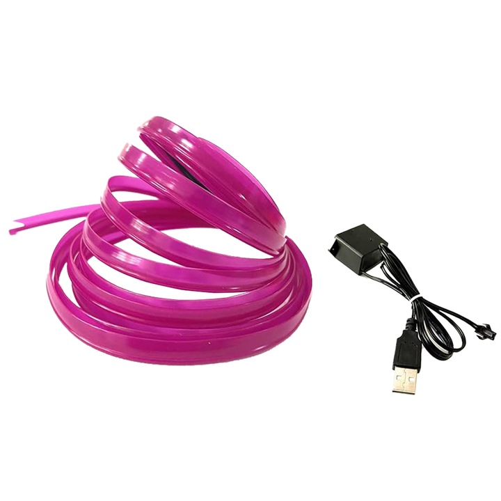 Автомобилна светлинна лента, Minetgnon, USB, 5m, Лилава