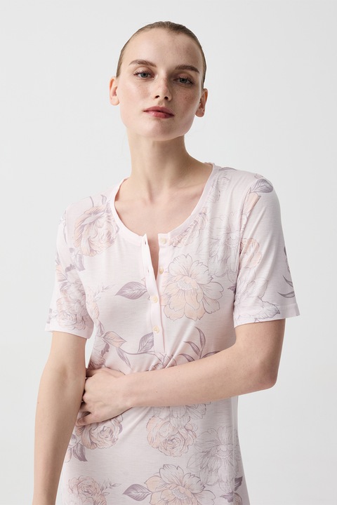 OVS, Rochie de pijama cu imprimeu floral, Roz pal