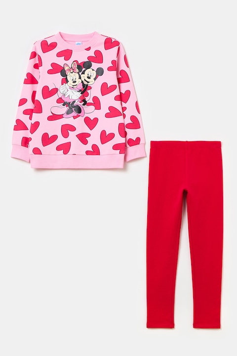 OVS, Minnie egeres mintájú pulóver és leggings szett, Piros/Rózsaszín