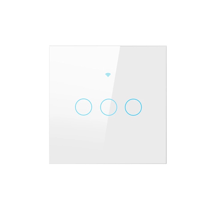Intrerupator smart, Elvancy, Rezistent la apa, 3 Module, Alb