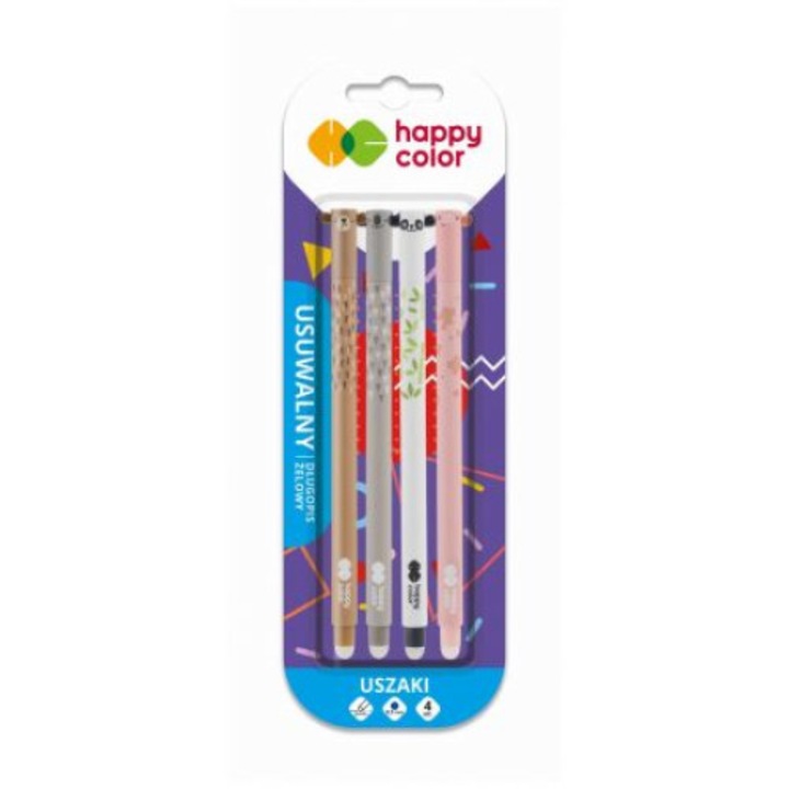 Set 4 pixuri, Happy Color, Plastic, 0.5 mm, Albastru