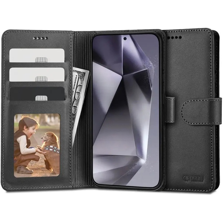 Husa Tech-protect Wallet Compatibila Cu Samsung Galaxy S24 Ultra, Black