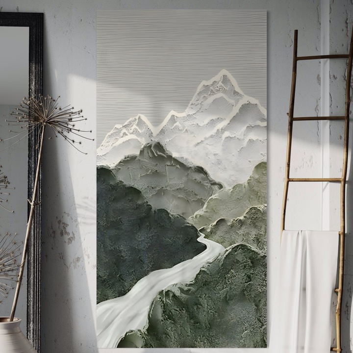 Kартина върху платно, LuxCanva® B1107, Зелени планини, 100 X 150 см, 100% памучно платно 400 г/м2, дървена рамка