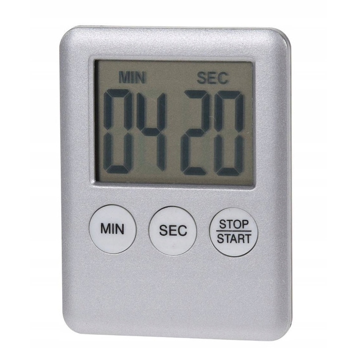Cronometru electronic de bucatarie, Koopman, Plastic, Argintiu