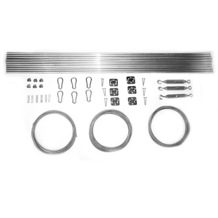 Комплект за монтаж на брезент/навес, СЪНЧООБРАЗИТЕЛ, стомана, сребро