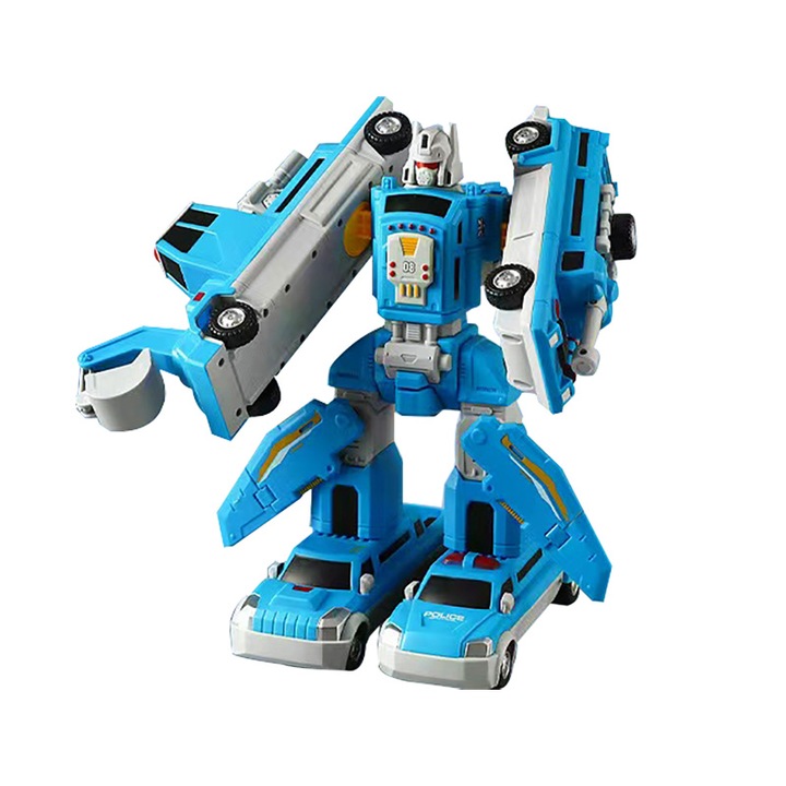 Set constructie robot, Zhuoqiao, Albastru, 4+