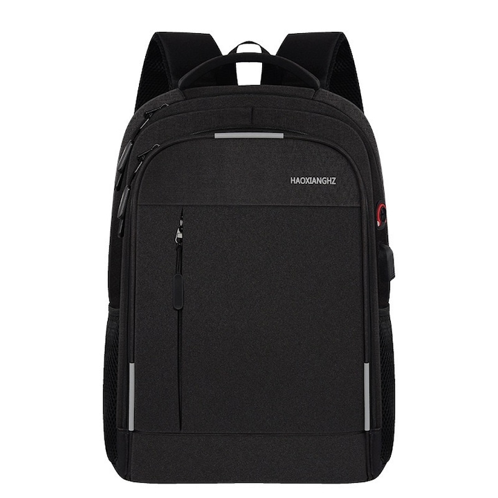 Rucsac laptop, Haoxianghz, USB, 15.6 Inch, Negru