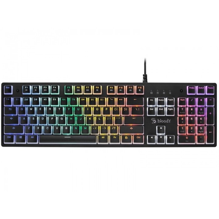 Клавиатура, A4Tech, USB, RGB LED, Черна