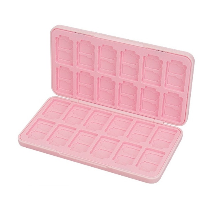 SIHOiSi Магнитна абсорбираща кутия за съхранение с 24 слота за карти, подходяща за Nintendo Switch 160×88×15 mm розово