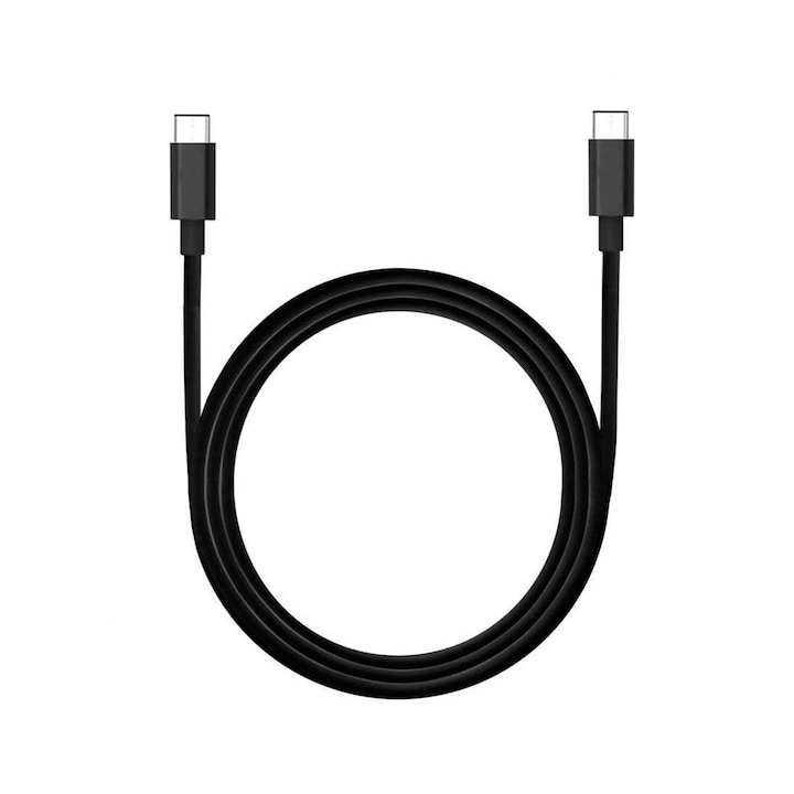 C típusú kábel, gyorstöltés, szilikon, fekete, 1 m, 3A, 60 W