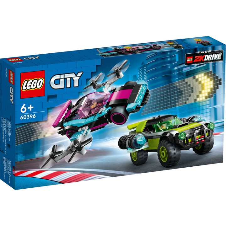 LEGO® City Building Set - Модифицирани състезателни автомобили 60396, 359 части, 6 години+