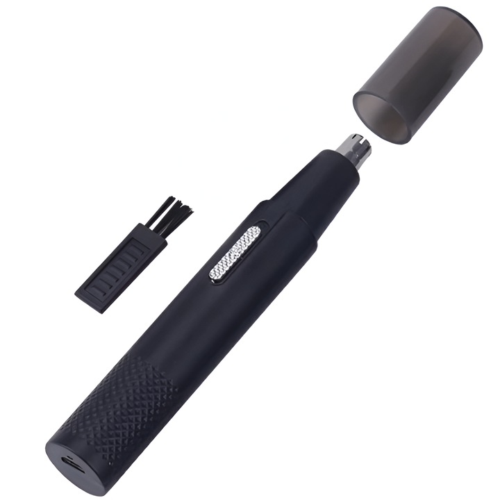 Aparat de tuns parul din nas si urechi sau din zona sprancenelor, incarcare USB, 15 x 1 CM, Negru