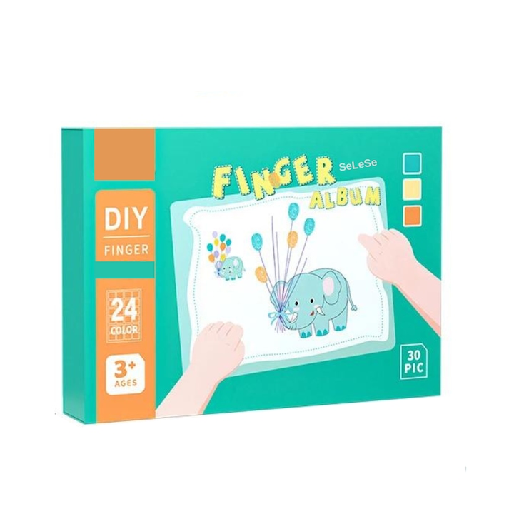 SeLeSe kreatív ujjfestő készlet gyerekeknek 24 színben, könnyen mosható és 30 különböző lappal