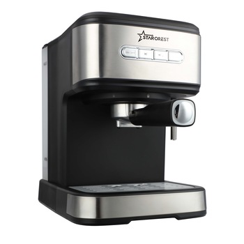 Espressor STARCREST SEM-850SLBK, 850W, 20 bar, rezervor detasabil 1.5L, dispozitiv spumare, filtru dublu din inox, Negru/Inox Espressor STARCREST SEM-850SLBK, 850W, 20 bar, rezervor detasabil 1.5L, dispozitiv spumare, filtru dublu din inox, Negru/Inox