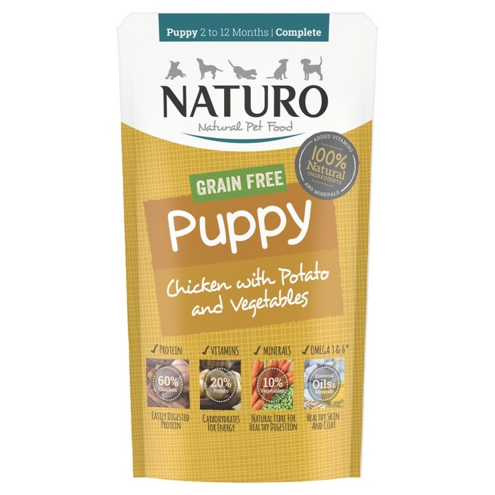 Nedves eledel kutyáknak, Naturo Puppy Csirke Gabonamentes, 150g