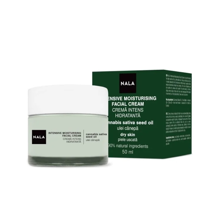 Crema intens hidratanta, NALA, ten uscat, ulei canepa, 50 ml