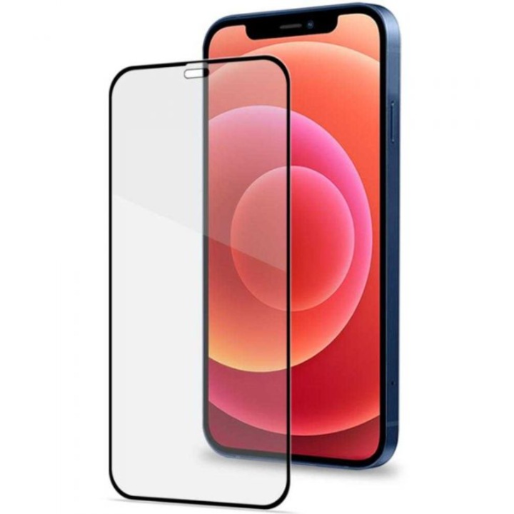 Folie de protectie ecran compatibil cu Iphone 12/ 12 Pro, din sticla securizata, margini negre