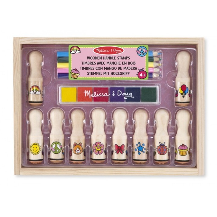 Дървени печати, Melissa & Doug, дърво, многоцветни, стандартни