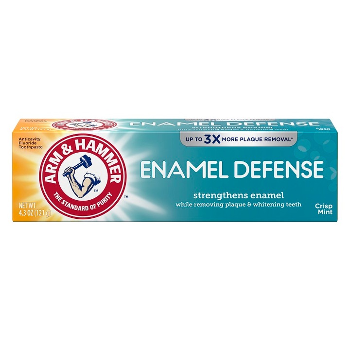 Паста за зъби, Arm & Hammer, Enamel Defense, за избелване на зъби и укрепване на емайла, с флуорид, 121 гр