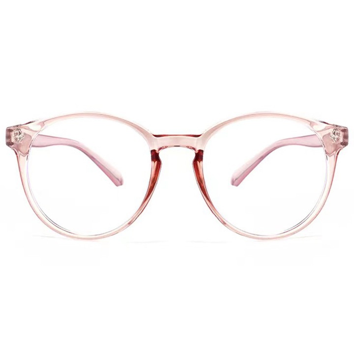 Anti-Blue Light Glasses Reflex PC (PC28003-C4) - Round - Transparent Brown