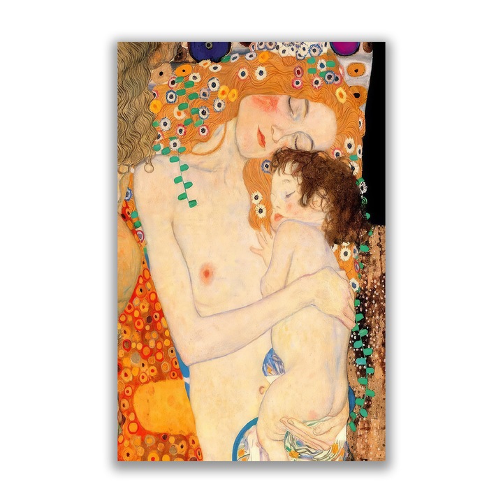 Картина на платно, LuxCanva A1330, Трите възрасти на жената, 50 X 80 CM, 100% памучно платно 400g/m2, Дървена рамка, Художествена галерия, Густав Климт, Майка и дете, Студио, Живи цветове