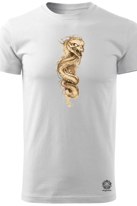 Мъжка тениска Magnolion Snake tattoo v2, бяла, L