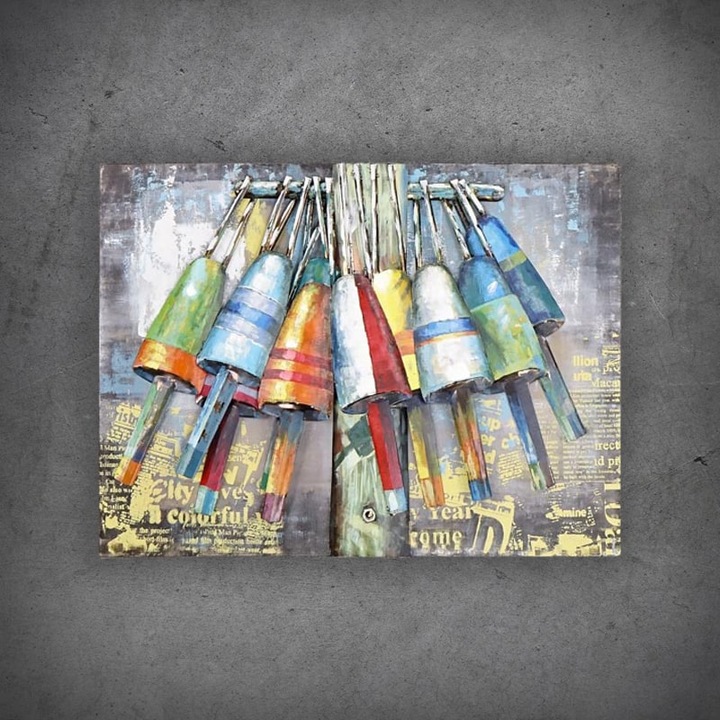 Pictura 3D, Metal, Multicolor, 100x75cm