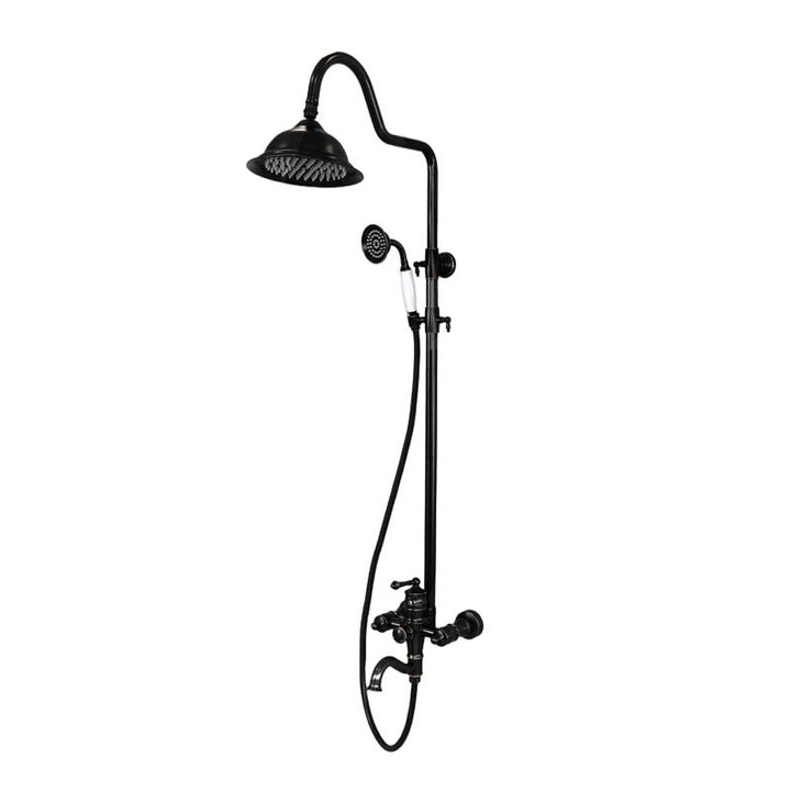 Baterie pentru cada/dus, Montare pe perete, Alama, Negru