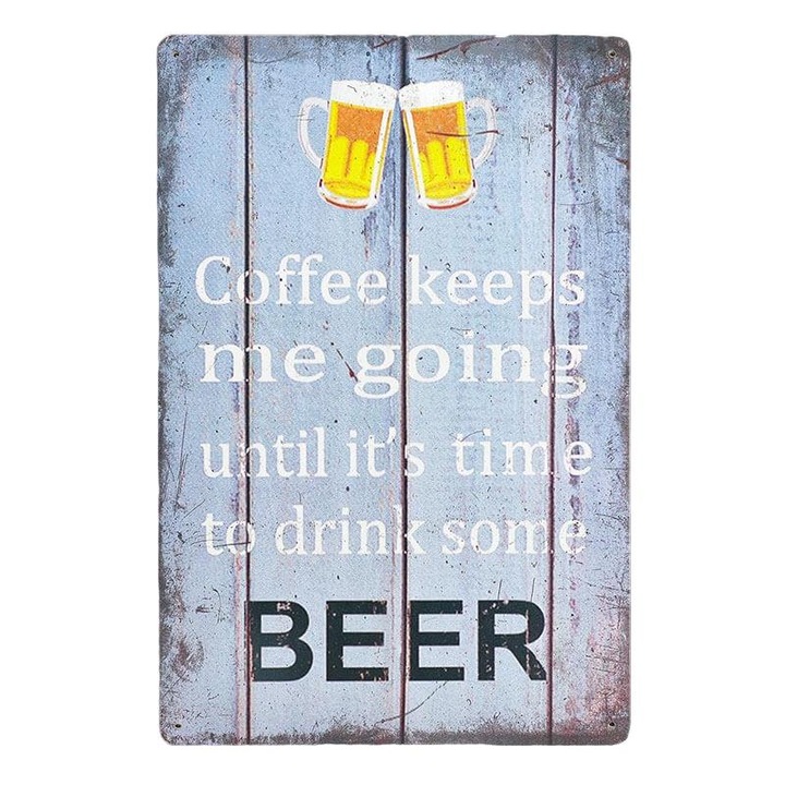 Placa decorativa CAFEA SAU BERE, Metal, Multicolor