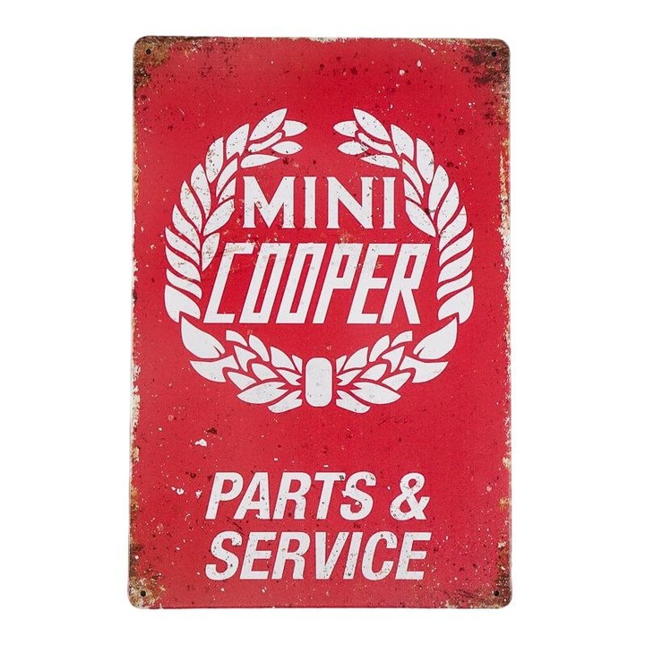 Placa decorativa, Metal, Mini Cooper, Multicolor