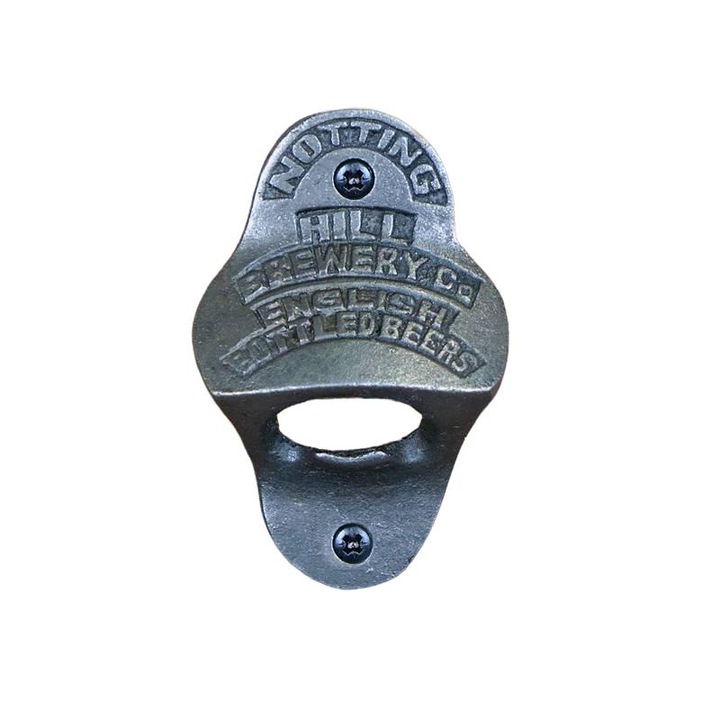 Deschizator de sticle Notting Hill cu montaj pe perete, Fonta, Argintiu