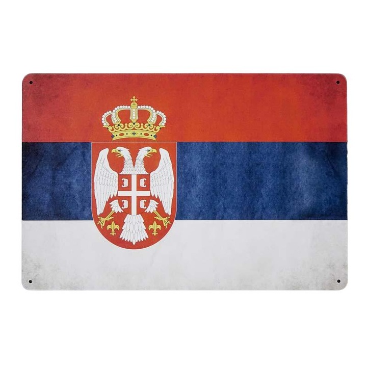 Placa decorativa metalica, Model steagul Serbiei
