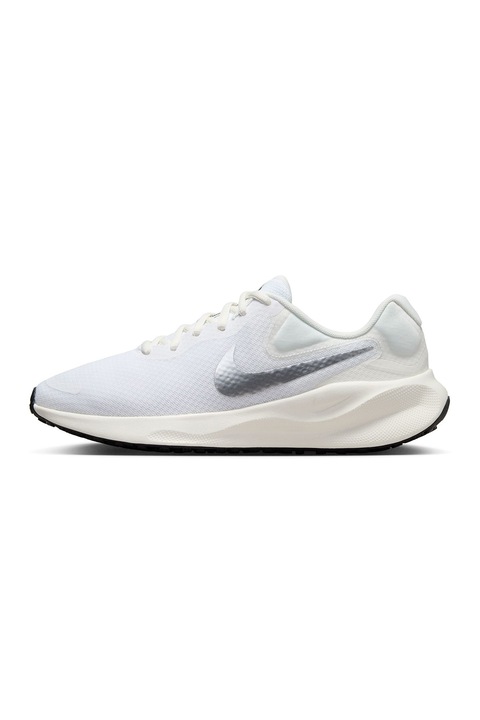 Nike, Pantofi cu amortizare pentru alergare Revolution 7, Alb optic/Argintiu