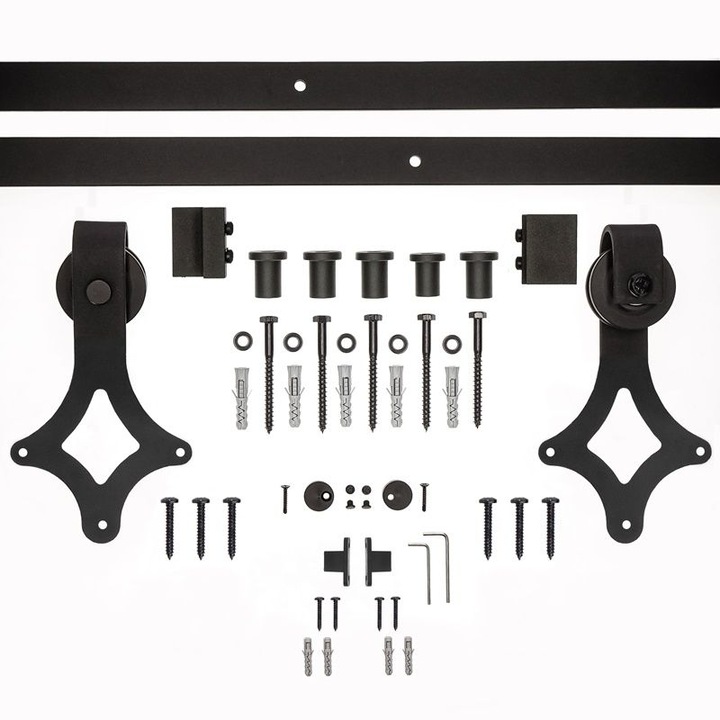 Ghidaj usi culisante, Metal/Lemn, Negru