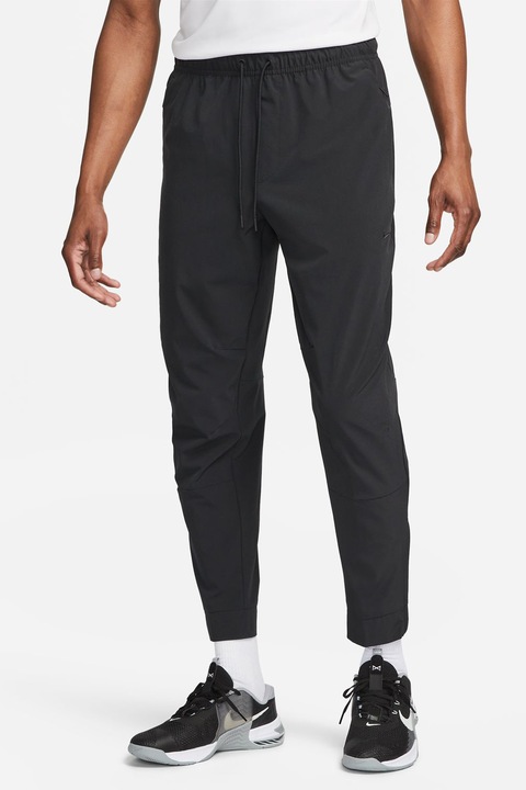 Nike, Pantaloni conici cu tehnologie Dri-FIT si slituri cu fermoar Unlimited, Negru