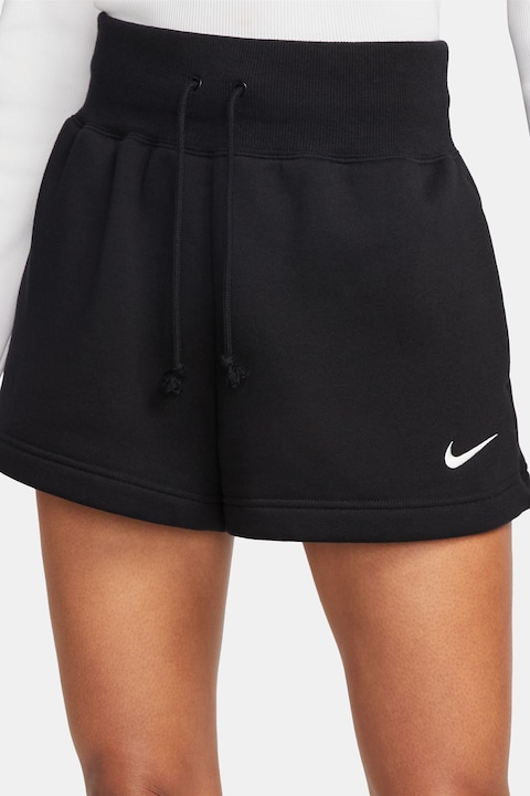 Nike, Pantaloni scurti cu talie inalta Phoenix, Alb/Negru