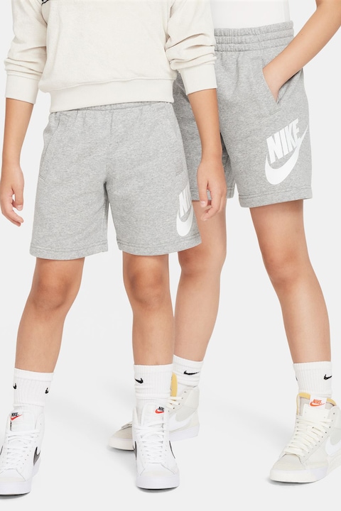 Nike, Sportswear Club logómintás rövidnadrág, Melange szürke