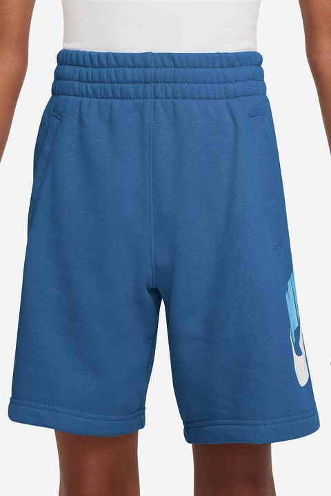 Nike, Pantaloni scurti cu imprimeu logo Sportswear Club, Albastru petrol