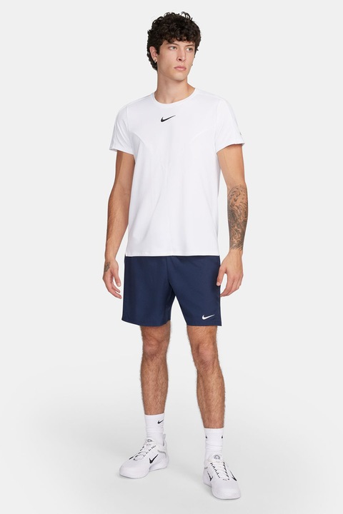 Nike, Pantaloni scurti cu tehnologie Dri Fit pentru tenis Court Victory, Alb/Bleumarin