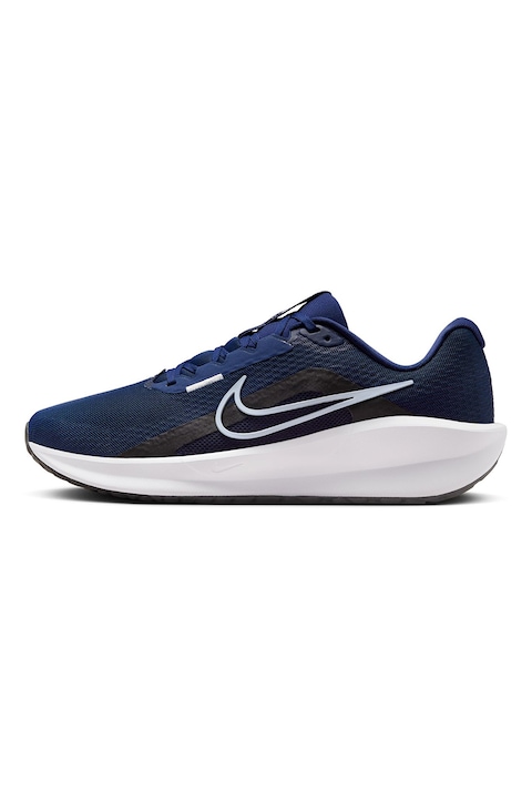 Nike, Обувки Downshifter 13 Road за бягане, Бял/Черен/Тъмносин