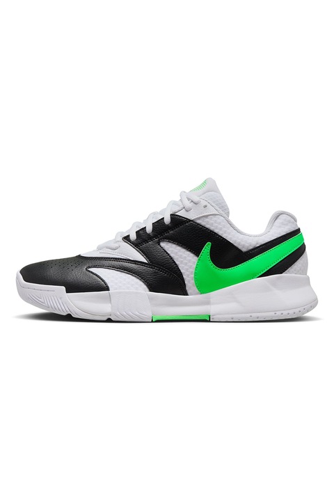 Nike, Pantofi de tenis Cour Lite 4, Alb/Verde lime/Negru